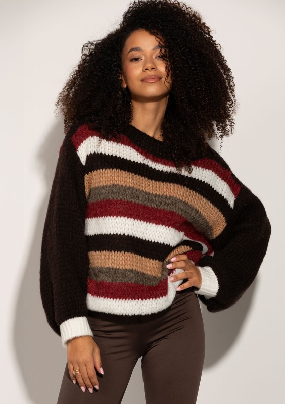 Snug Stripe - Cozy brown striped sweater