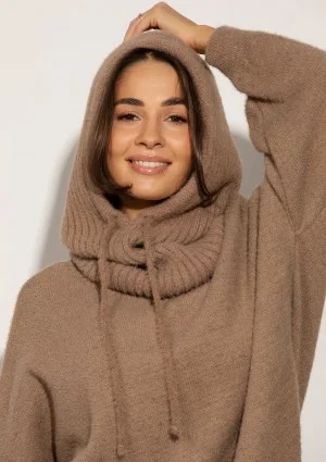 Alpaca Hood - Latte beige soft balaclava