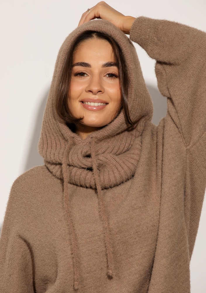 Alpaca Hood - Latte beige soft balaclava