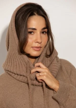 Alpaca Hood - Latte beige soft balaclava