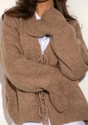 Knotty - Beige tied cardigan with loose sleeves