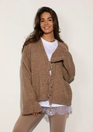 Knotty - Beige tied cardigan with loose sleeves