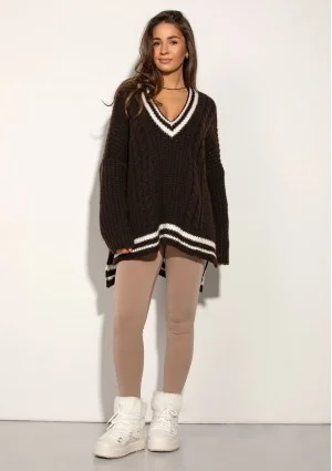 Varley - Long oversized brown striped sweater