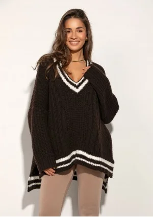 Varley - Long oversized brown striped sweater