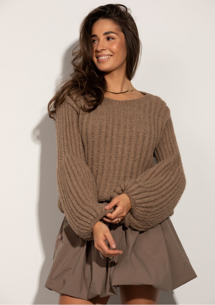 Soft Bare - Miękki sweter o grubym splocie Beżowy