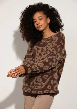 Wilder - Brown sweater with a subtle animal pattern