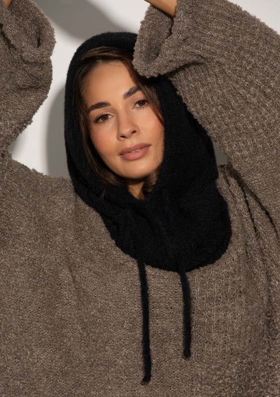 Alpaca Hood - Miękka balaclava dzianinowa Czarna