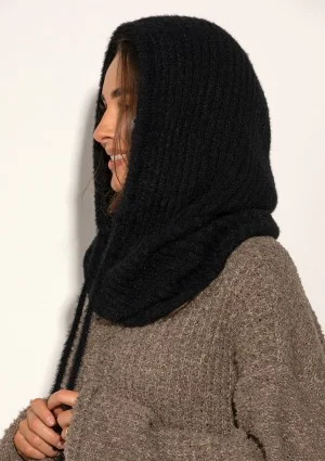 Alpaca Hood - Black soft balaclava