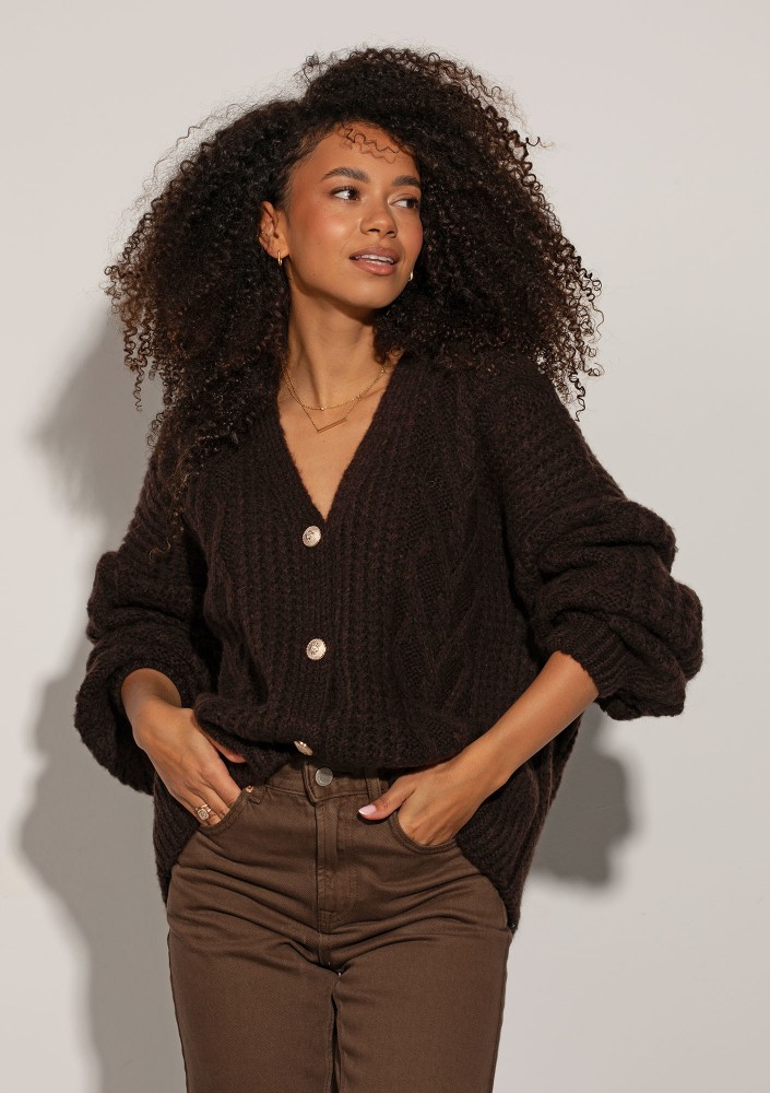 Aran - Brown fluffy cardigan