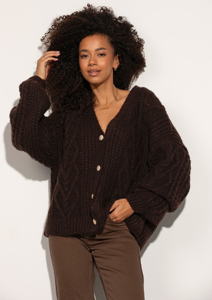 Aran - Brown fluffy cardigan