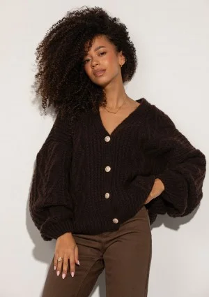 Aran - Brown fluffy cardigan