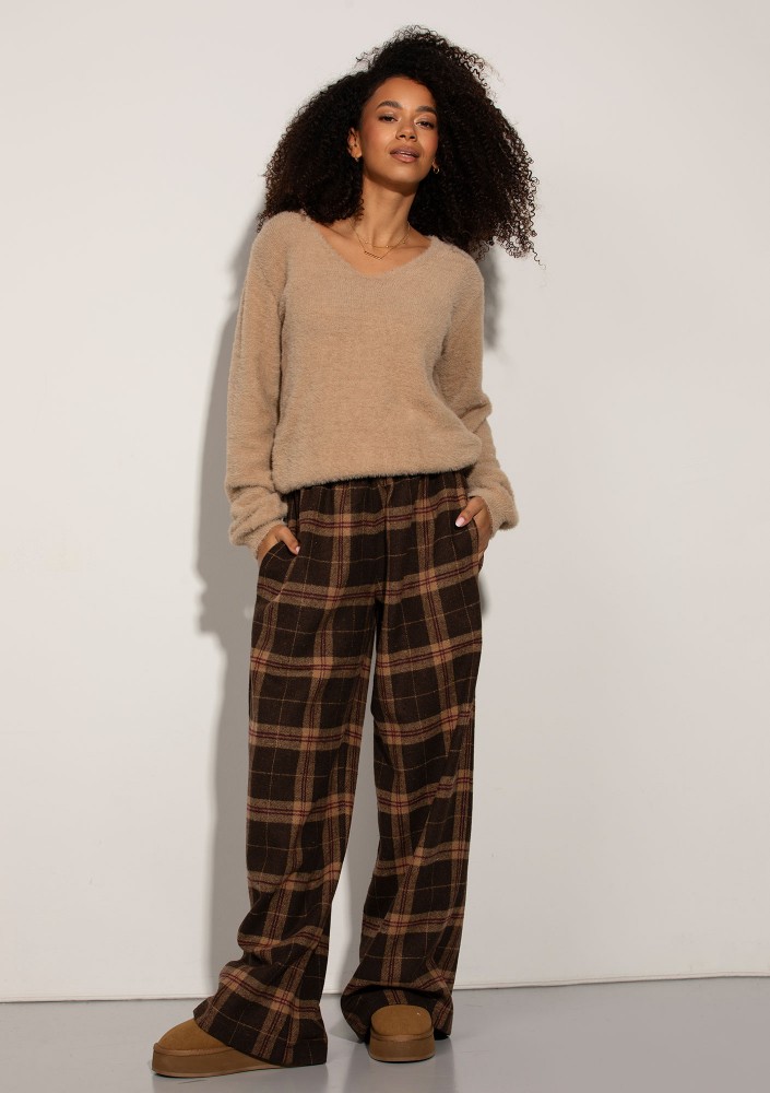 Cabin - Vintage cocoa brown checked flannel pants