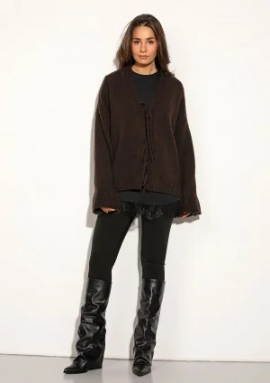 Lace Base - Black cotton T-shirt with a lace bottom and embroidered logo