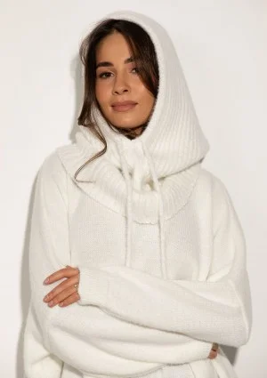 Alpaca Hood - Miękka balaclava dzianinowa Ecru