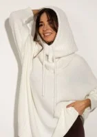 Alpaca Hood - Miękka balaclava dzianinowa Ecru