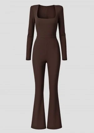 Glam - Black jumpsuit with a square neckline