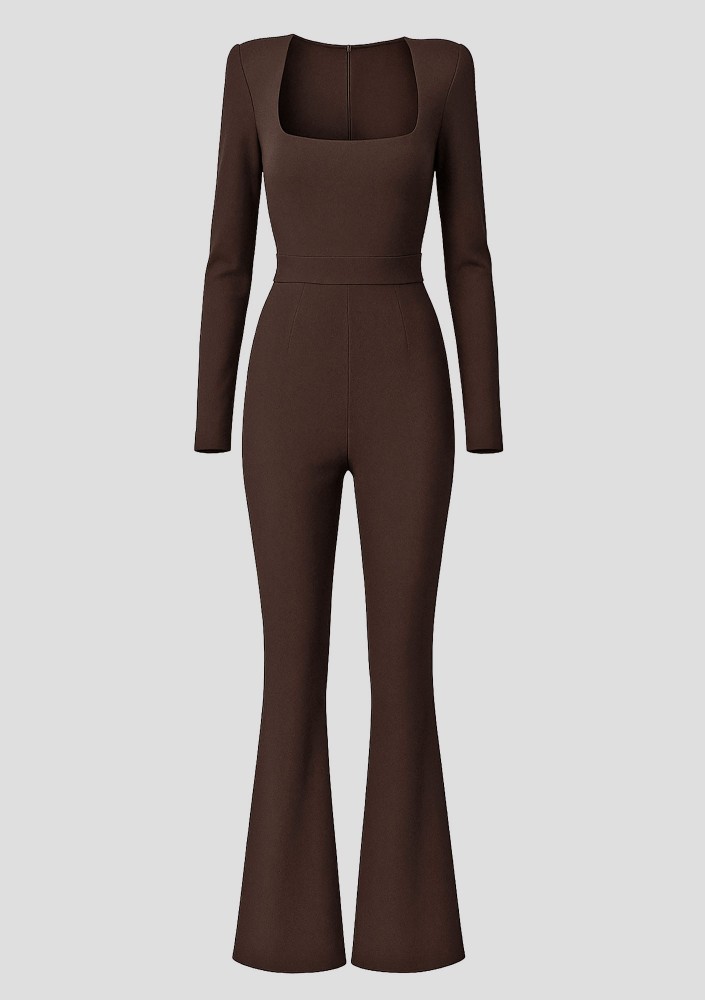 Glam - Black jumpsuit with a square neckline