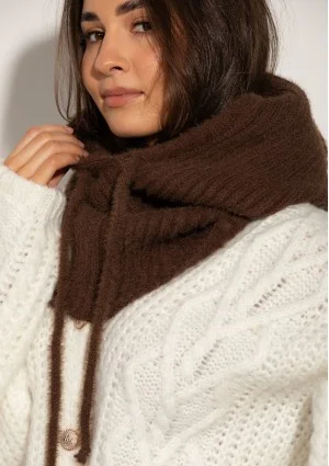 Alpaca Hood - Miękka balaclava dzianinowa Brązowa