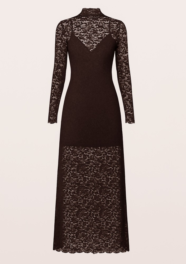 Claire - Brown two-layers maxi dress