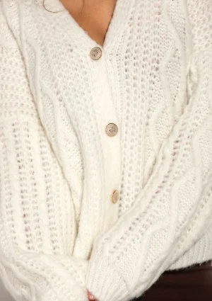 Aran - Ecru fluffy cardigan