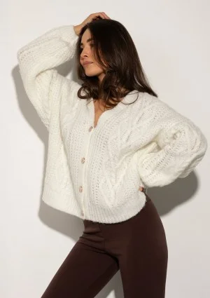 Aran - Ecru fluffy cardigan