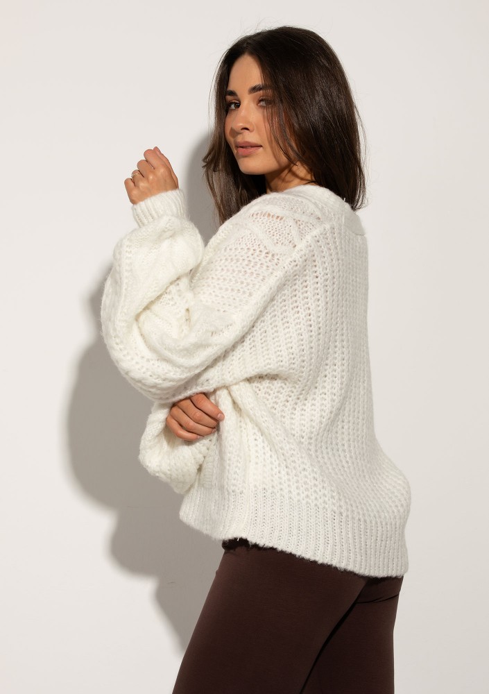 Aran - Ecru fluffy cardigan