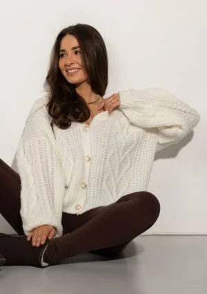 Aran - Ecru fluffy cardigan