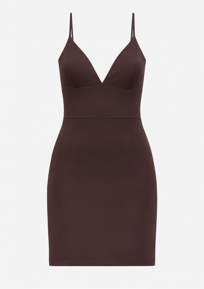 Claire - Brown two-layers maxi dress