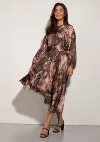 Elvire - midi satin dress brown marble