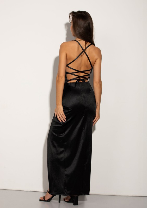Safona - Black satin midi dress