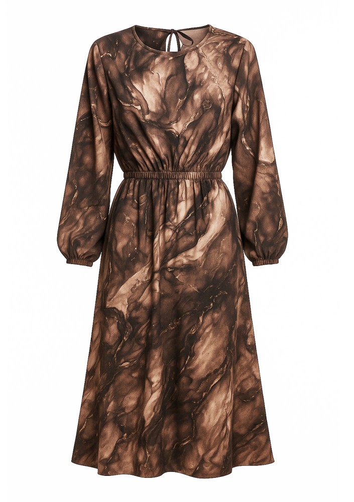Elvire - midi satin dress brown marble