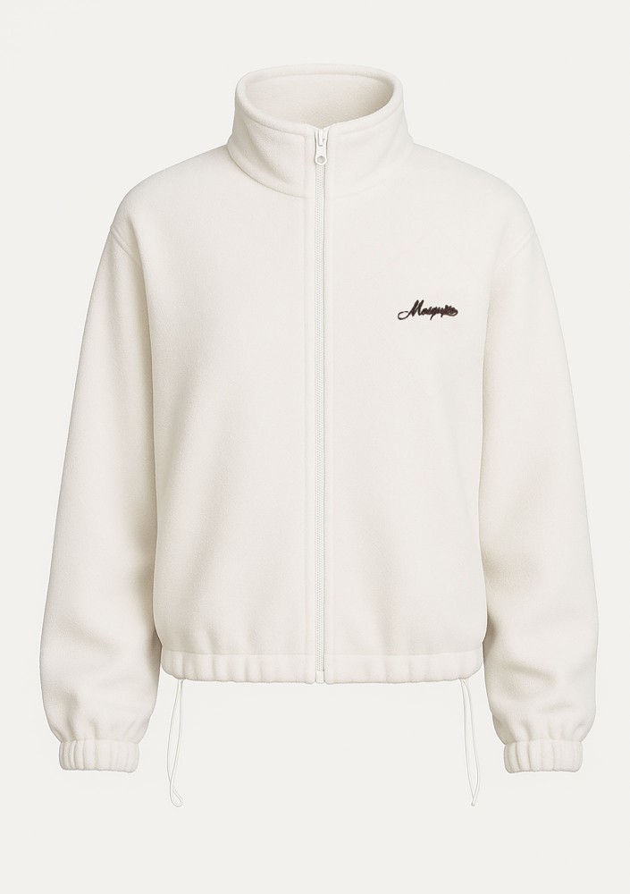 Glide - Zipped up ecru microfleece jumper