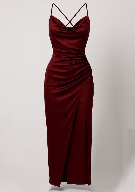 Safona - Claret satin midi dress