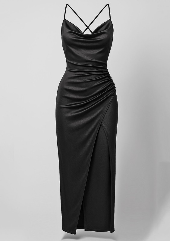 Safona - Black satin midi dress