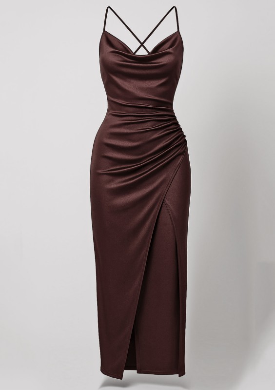 Safona - Brown satin midi dress