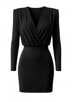 Nera - Black wrap mini dress
