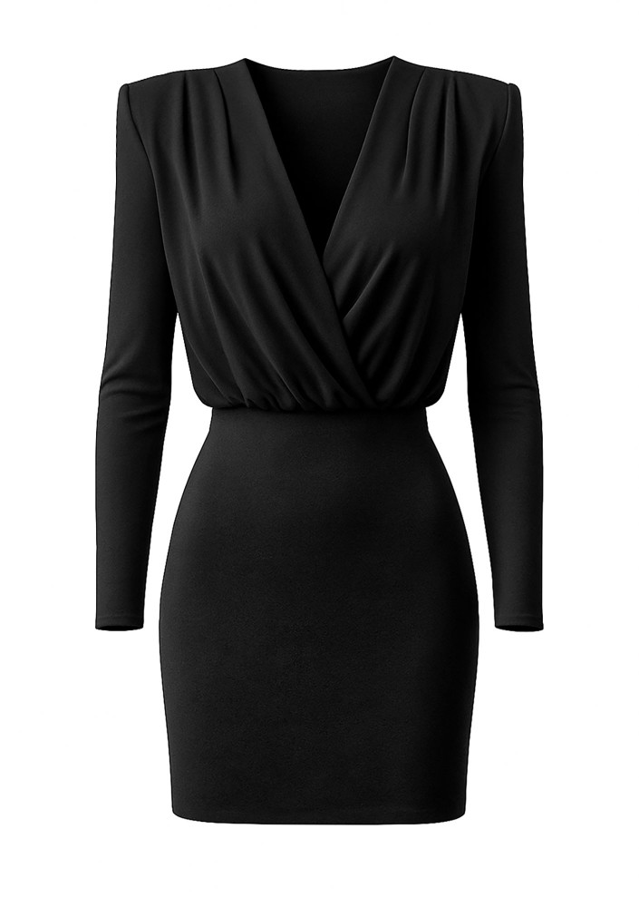 Nera - Black wrap mini dress