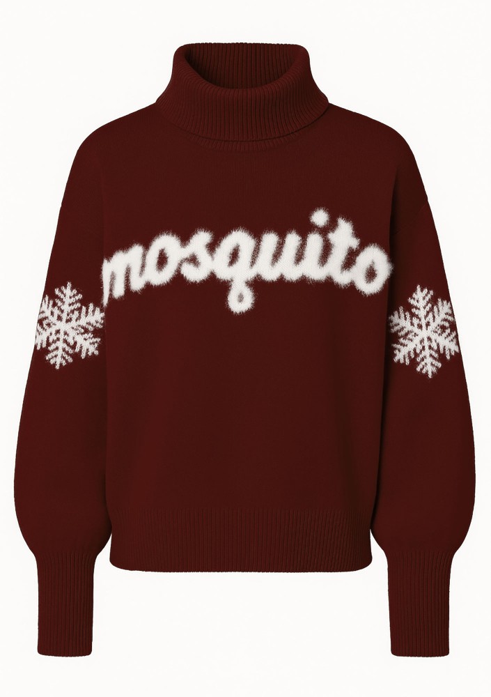 Flurry - Brown sweater with a fluffy logo and snowflakes