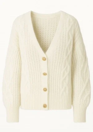 Aran - Ecru fluffy cardigan