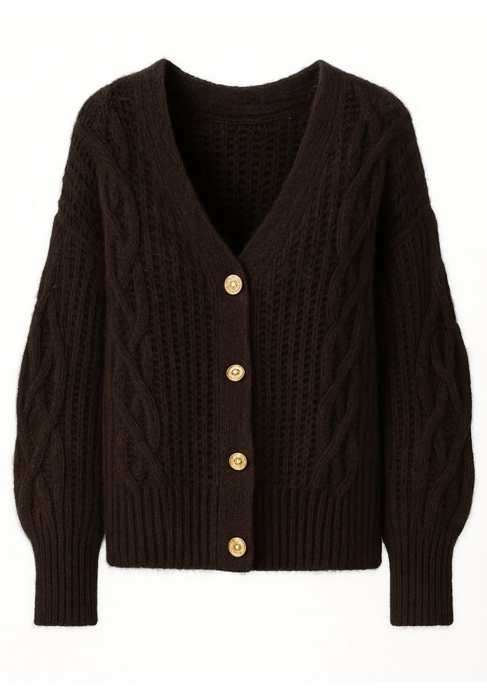 Aran - Brown fluffy cardigan