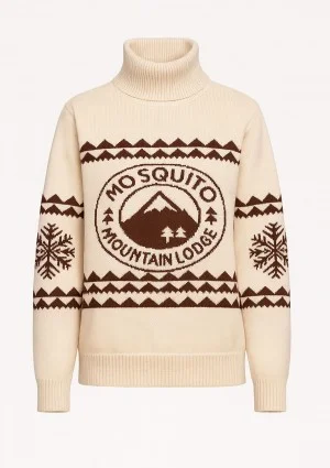 Lodge - Ecru sweater with a jacquard pattern "mountain"