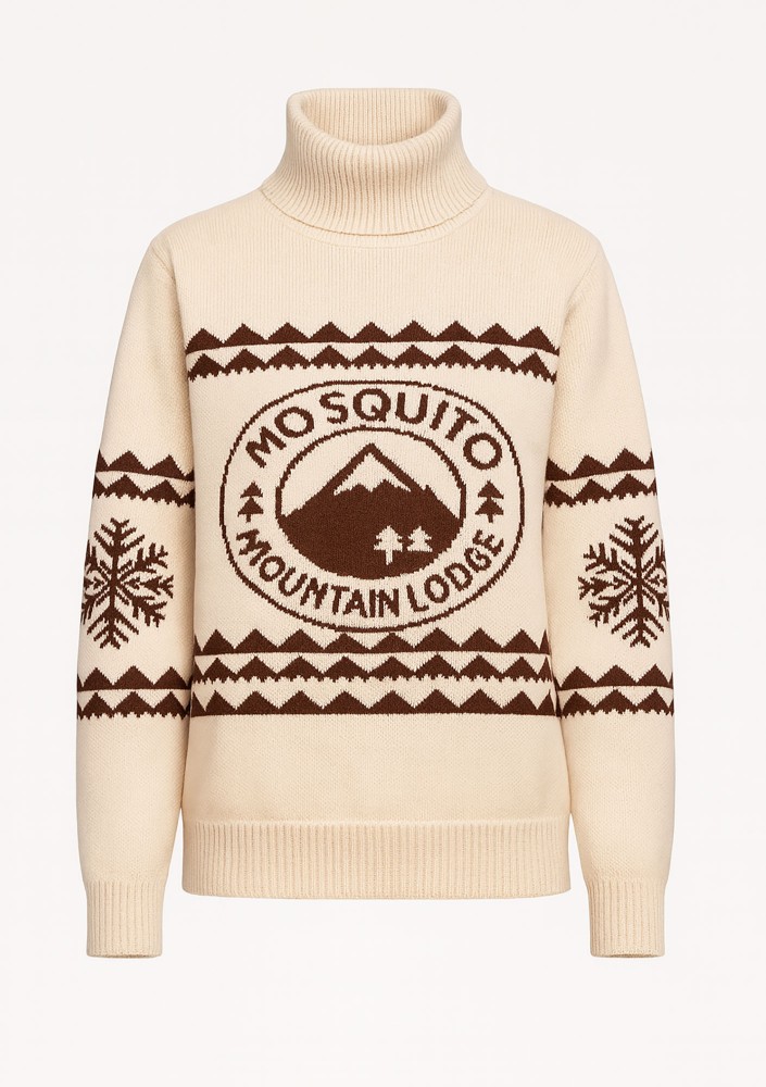 Lodge - Ecru sweater with a jacquard pattern "mountain"