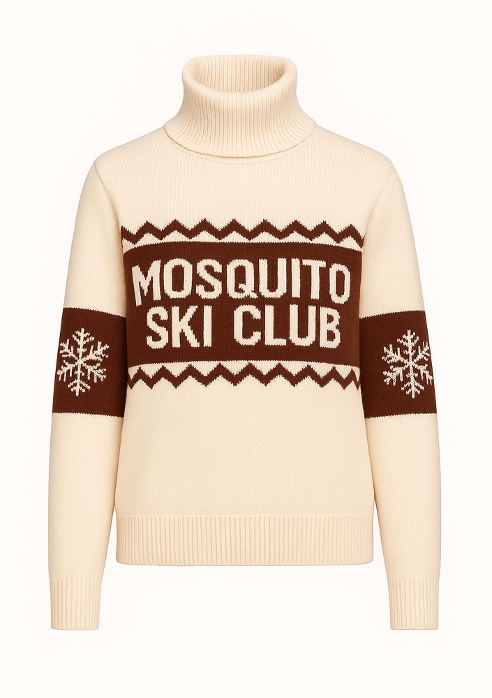 Lodge - Ecru sweater with a jacquard pattern "ski club"