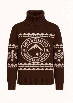 Lodge - Brown sweater with a jacquard pattern "mountain"