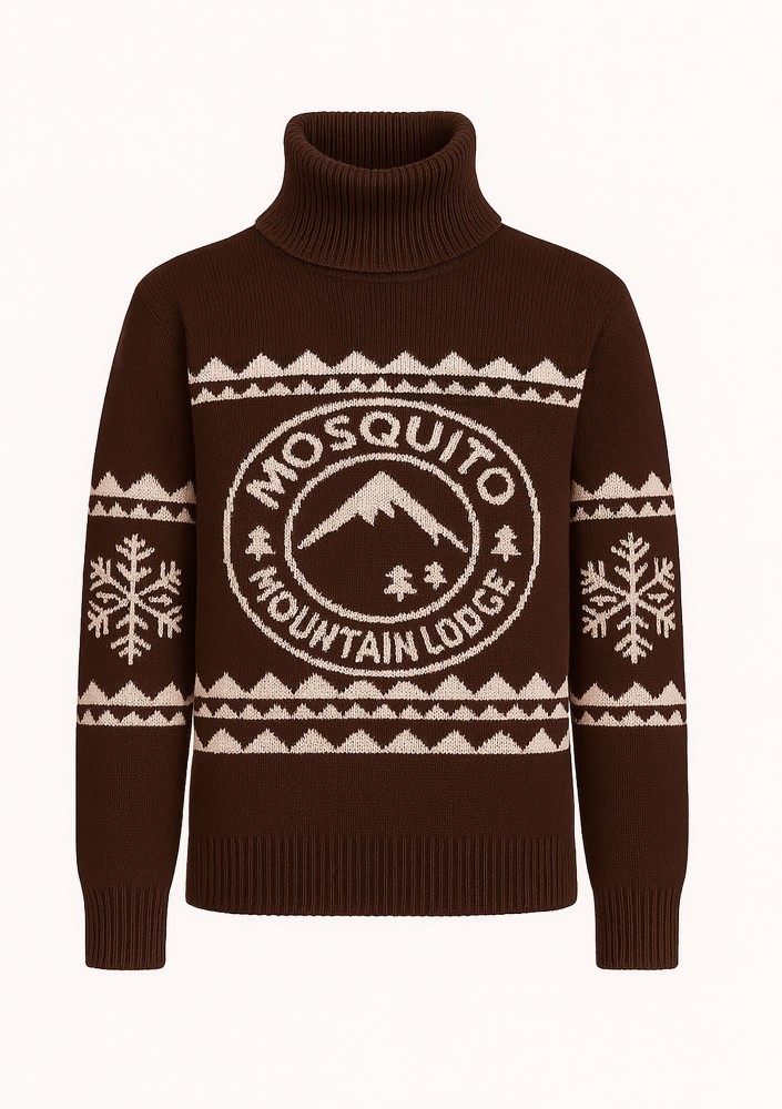Lodge - Brown sweater with a jacquard pattern "mountain"