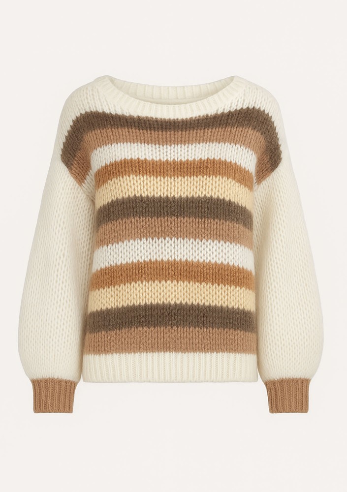 Snug Stripe - Cozy sweter w pasy Ecru