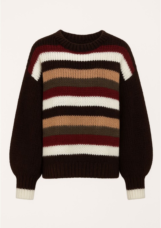 Snug Stripe - Cozy brown striped sweater