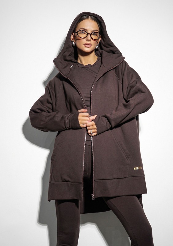 Heet - Długa bluza rozpinana Dark Brown