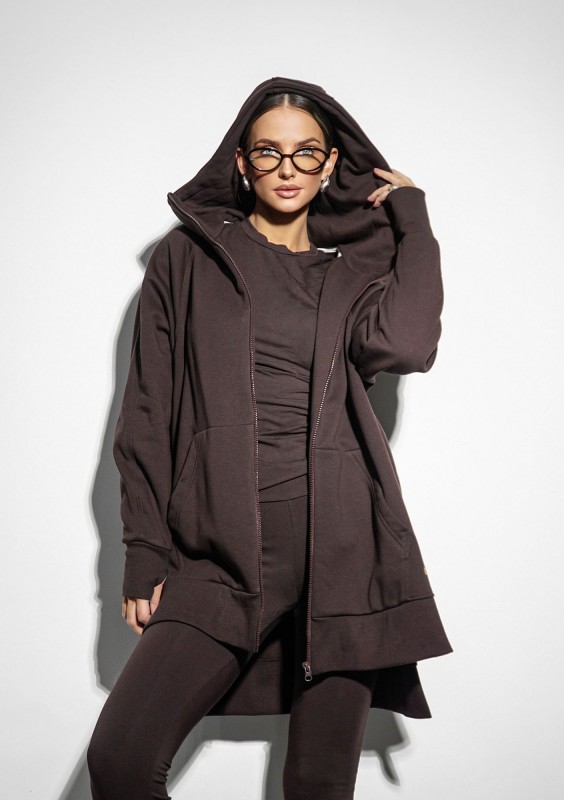 Heet - Długa bluza rozpinana Dark Brown