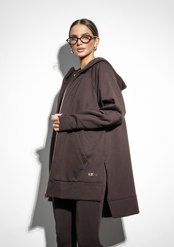 Heet - Długa bluza rozpinana Dark Brown